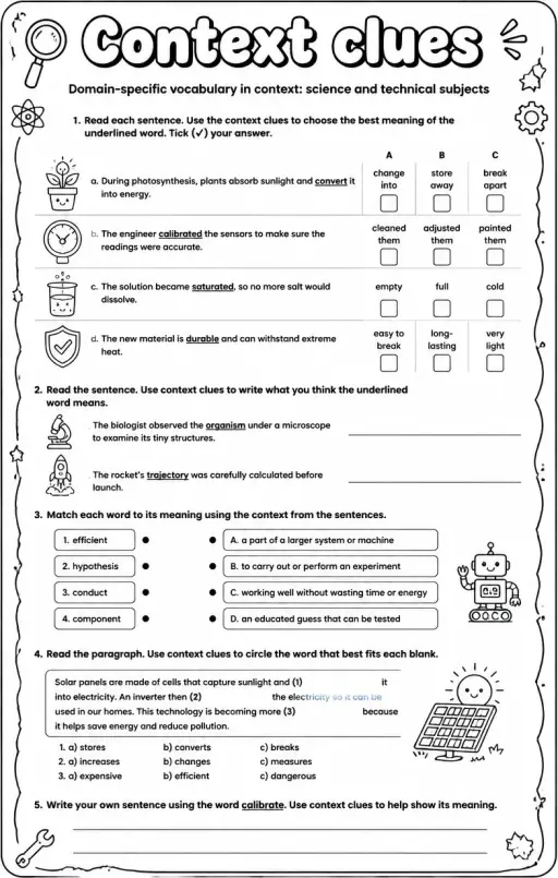 Domain-specific vocabulary in context: science and technical subjects