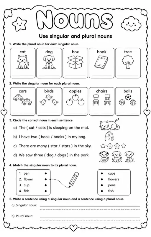 Use singular and plural nouns