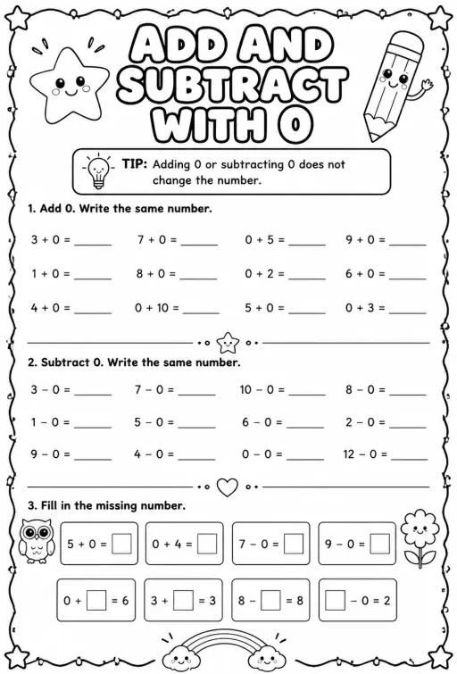 Add and subtract with 0