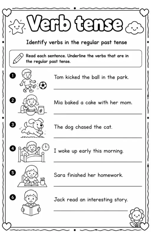 Identify verbs in the regular past tense