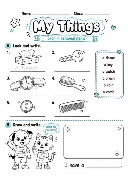 My Things | Grades 2-3 English Language Arts Worksheet
