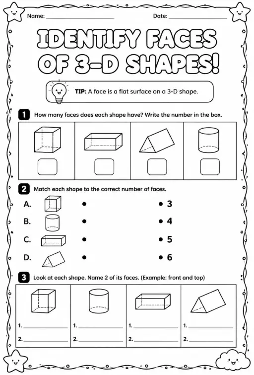 Identify faces of three-dimensional shapes