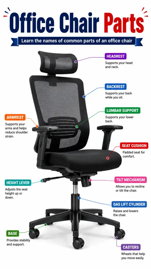 Office Chair Parts Infographic