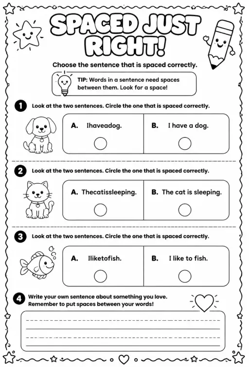 Choose the sentence that is spaced correctly