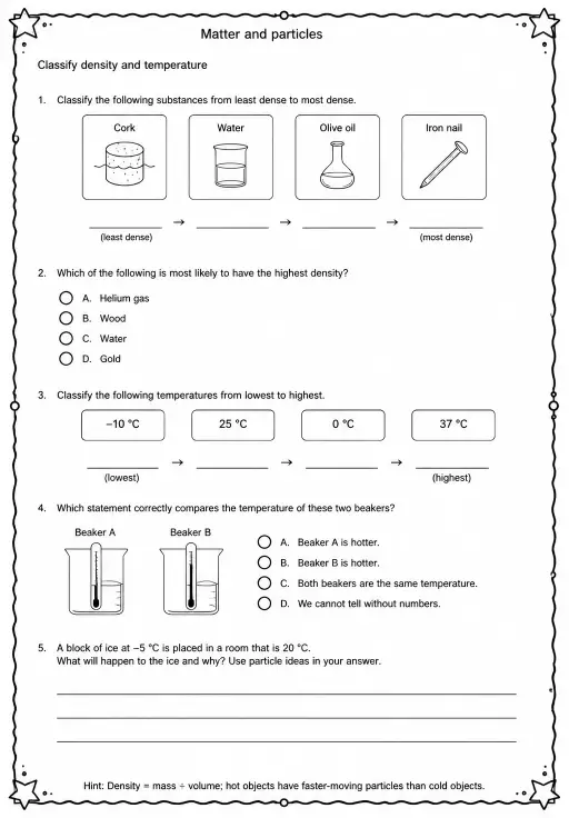 Classify density and temperature
