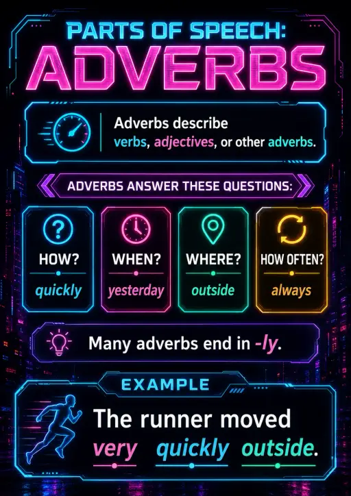 Parts of Speech: Adverbs Infographic