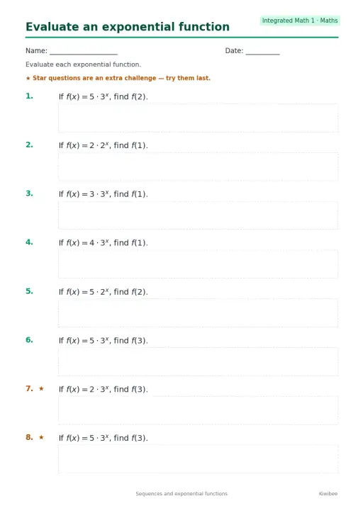 Evaluate an exponential function