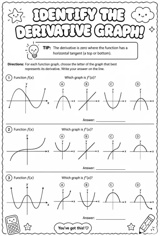 Identify the graph of the derivative from the graph of the function