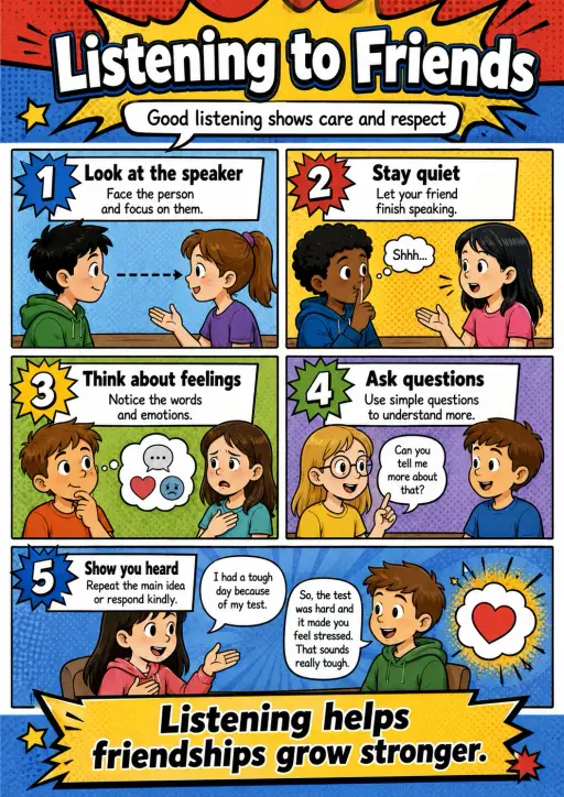 Listening to Friends Friendship Infographic