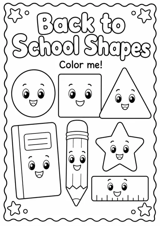 Back to School Shapes Coloring Page