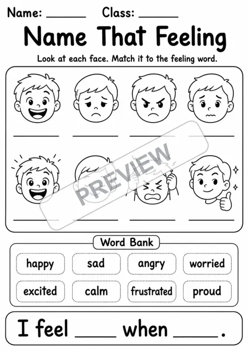 Coping Skills and Emotions SEL Pack | 7 Worksheets | Grades 2-4