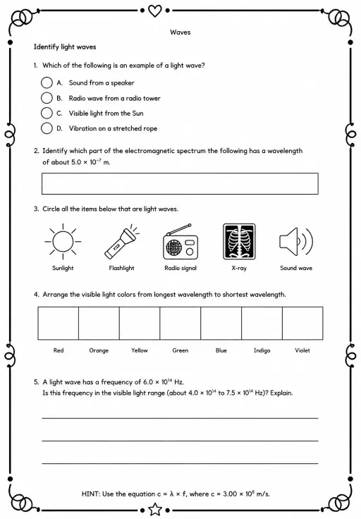 Identify light waves