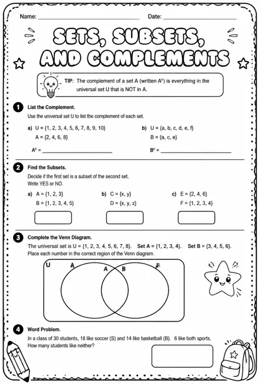 Sets, subsets, and complements