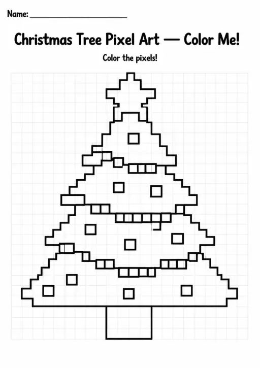 Christmas Tree Pixel Art Coloring Page