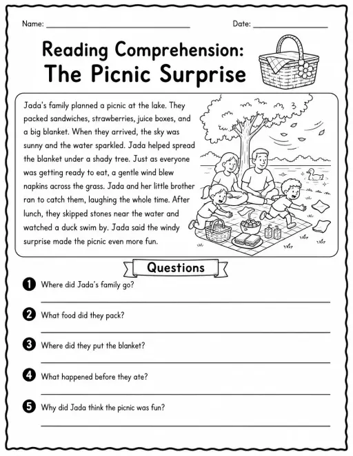 Reading Comprehension: The Picnic Surprise