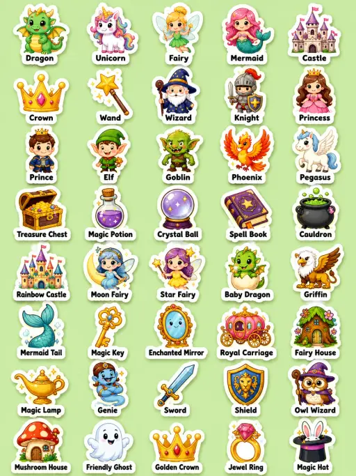 Fantasy Printable Sticker Sheet