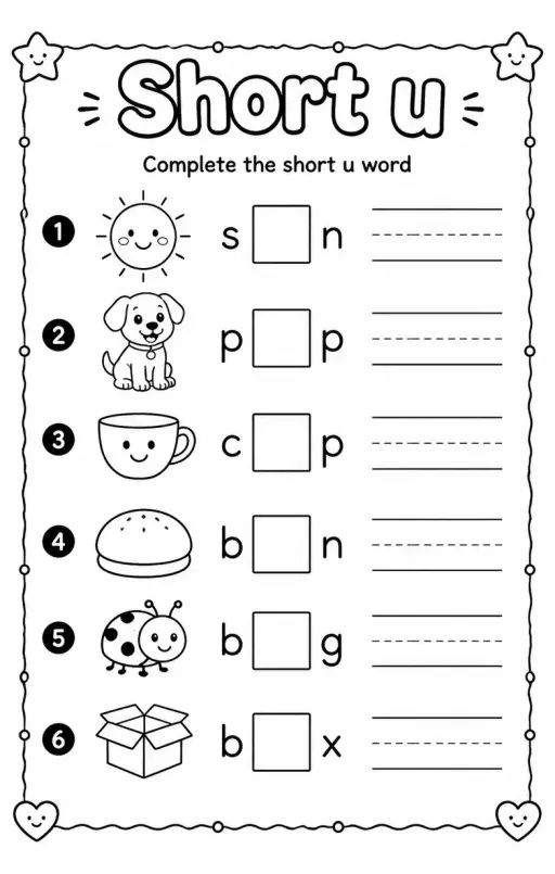 Complete the short u word