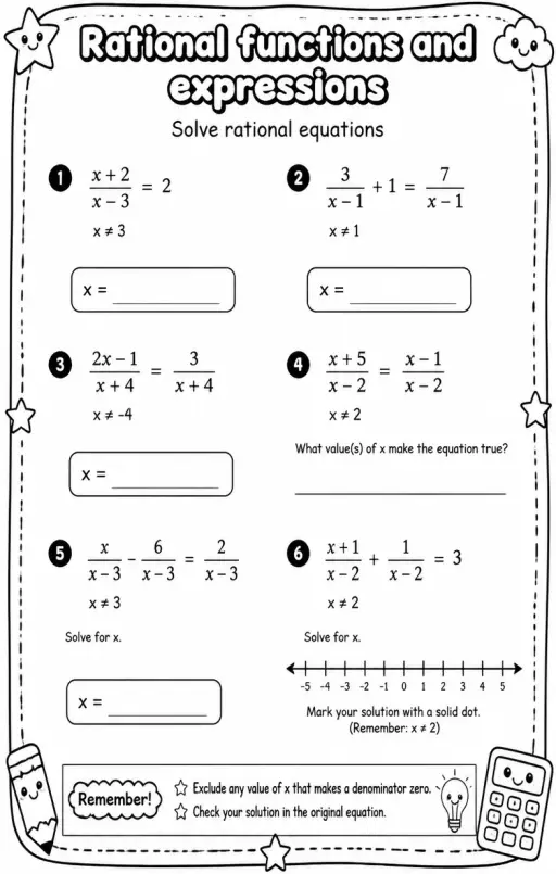 Solve rational equations