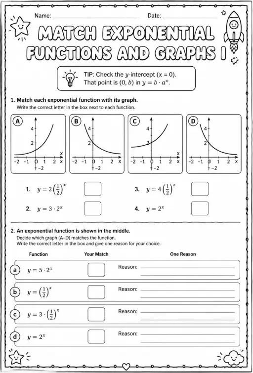 Match exponential functions and graphs I