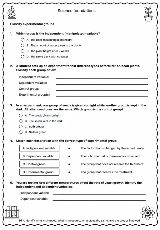 Classify experimental groups