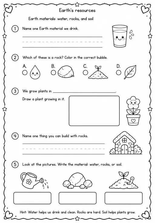 Earth materials: water, rocks, and soil