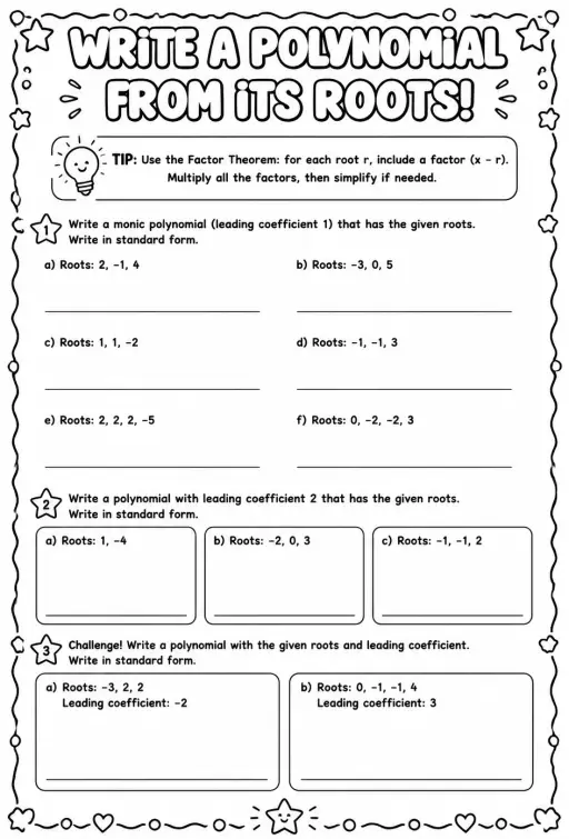 Write a polynomial from its roots