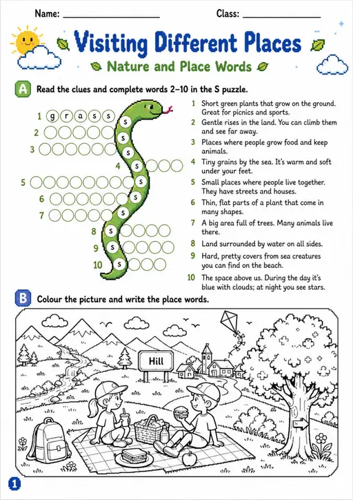 Cambridge Flyers - Visiting Different Places | Free Worksheet