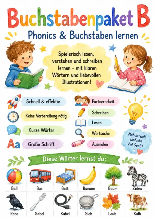 German Letter B Phonics Worksheets Pack