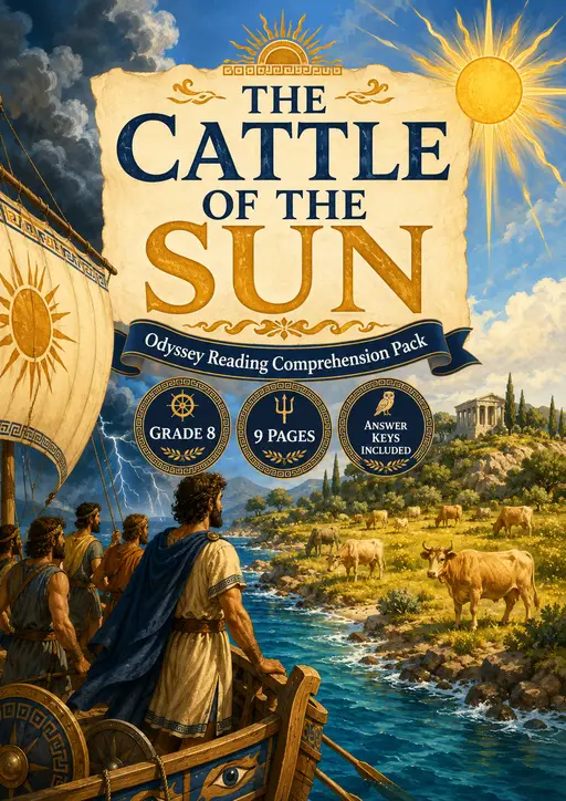 The Cattle of the Sun Reading Comprehension | Grade 8 | 9 Pages preview