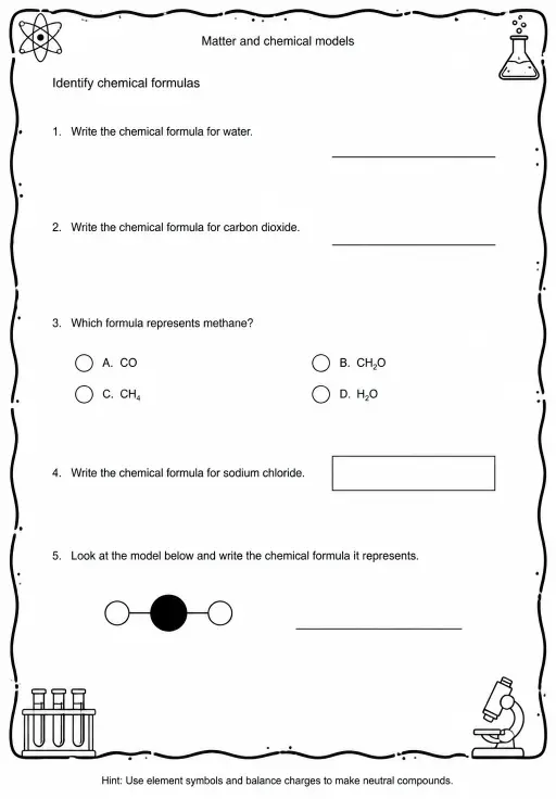 Identify chemical formulas