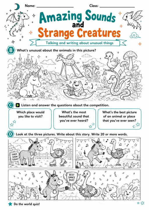 Cambridge Flyers - Amazing Sounds and Strange Crea - Practice 2 | Free Worksheet