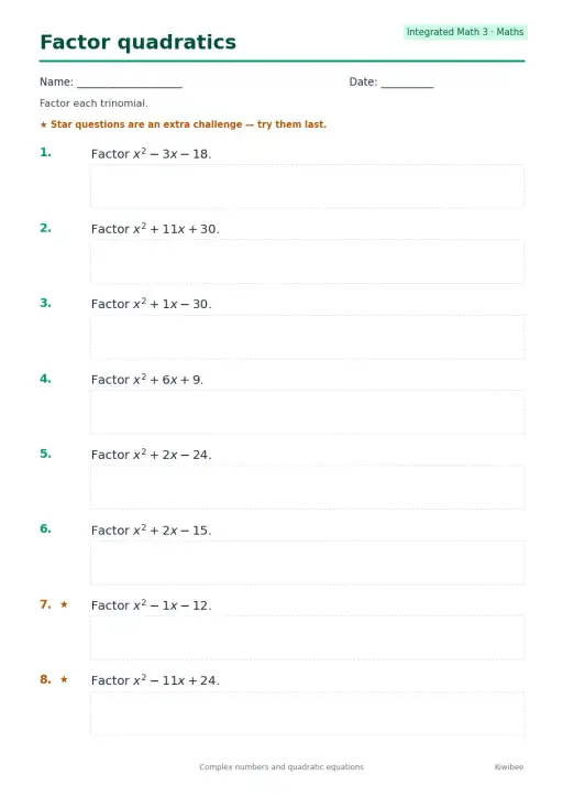 Factor quadratics