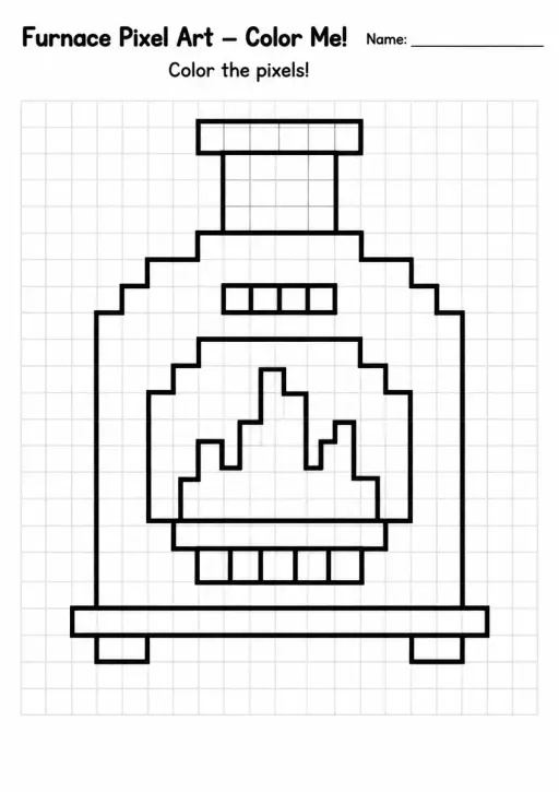 Furnace Pixel Art Coloring Page
