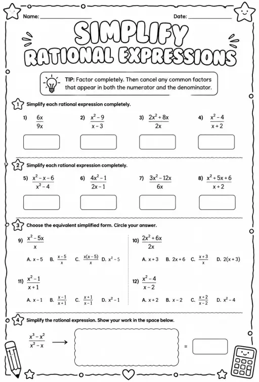Simplify rational expressions