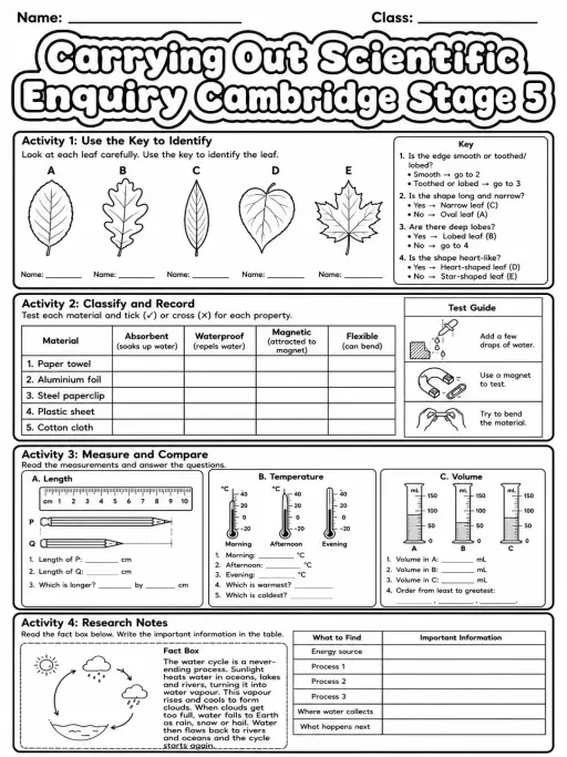 Carrying Out Scientific Enquiry Cambridge Stage 5