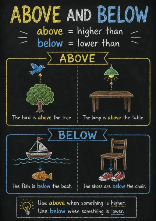 Above and Below Prepositions Infographic