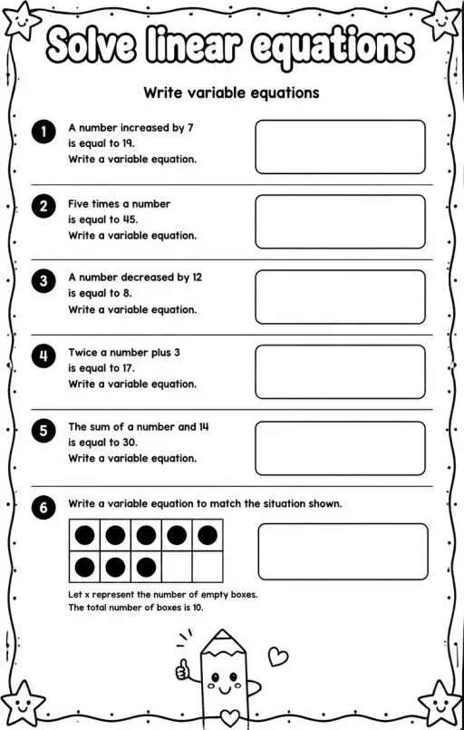 Write variable equations