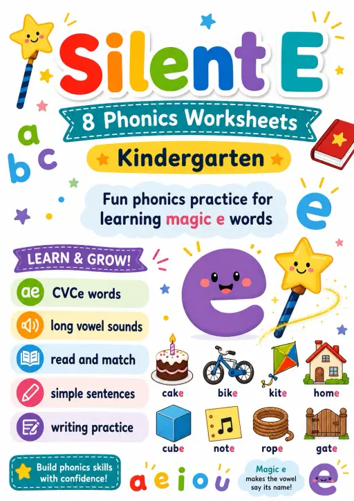 Silent E Worksheet Pack