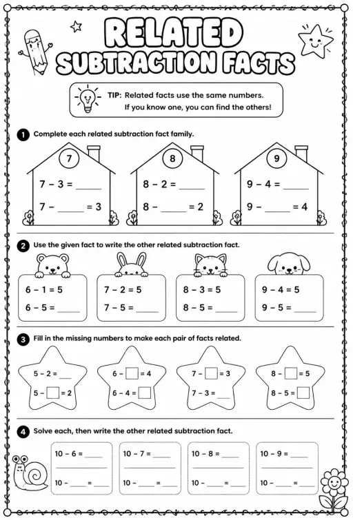 Related subtraction facts