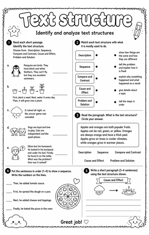 Identify and analyze text structures