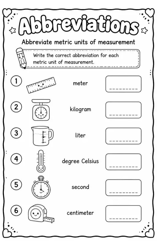 Abbreviate metric units of measurement