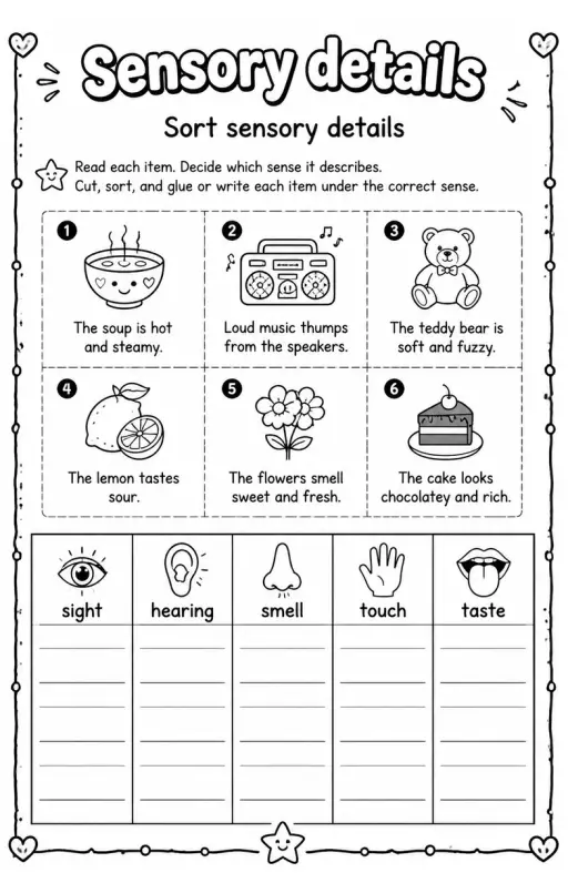 Sort sensory details