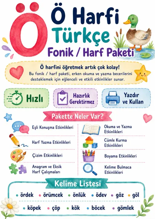 Turkish Letter O Umlaut Phonics Worksheets Pack