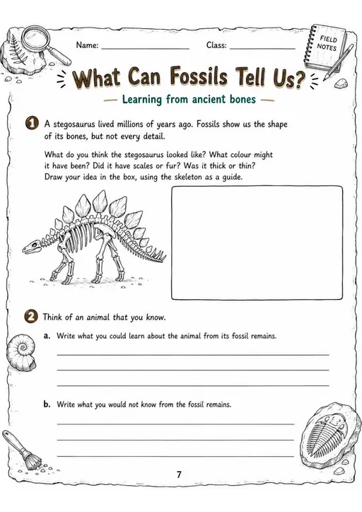 What Can Fossils Tell Us? - Grade 3 Science Worksheet