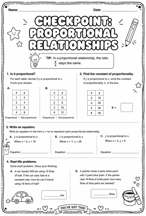Checkpoint: Proportional relationships