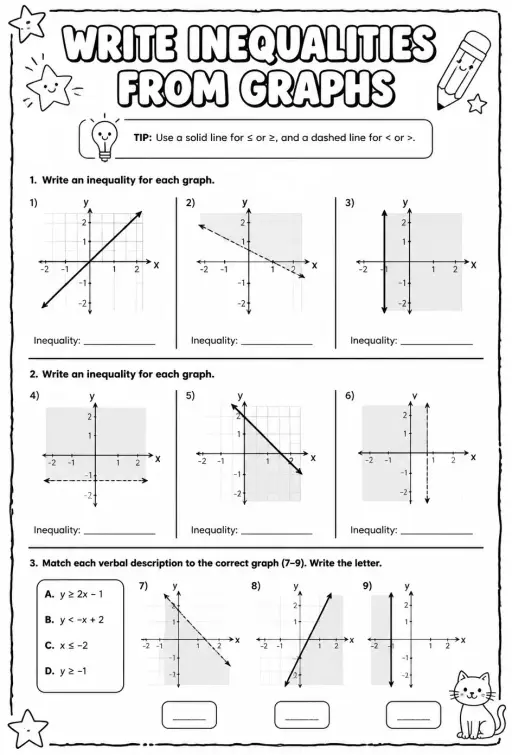 Write inequalities from graphs
