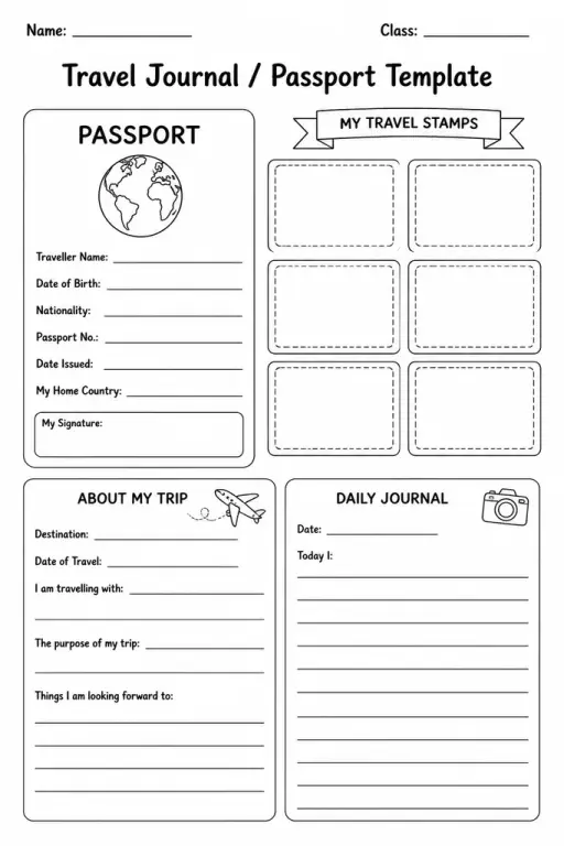 Travel Journal / Passport Template