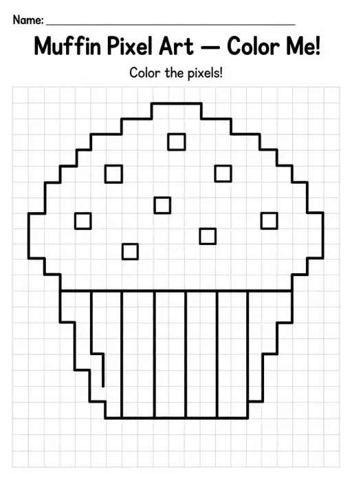 Muffin Pixel Art Coloring Page