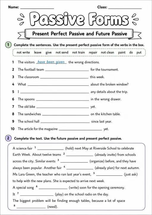 Passive Forms | Grades 5-6 Grammar Worksheet
