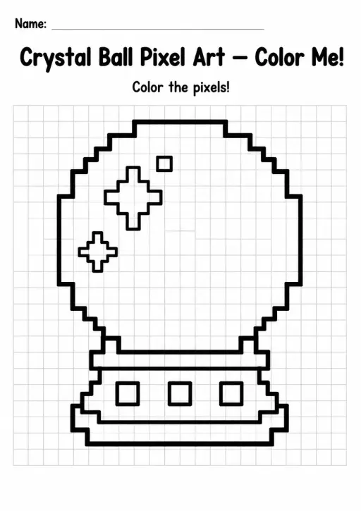 Crystal Ball Pixel Art Coloring Page